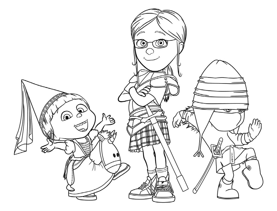 despicable me coloring pages agnes margo edith Coloring4free