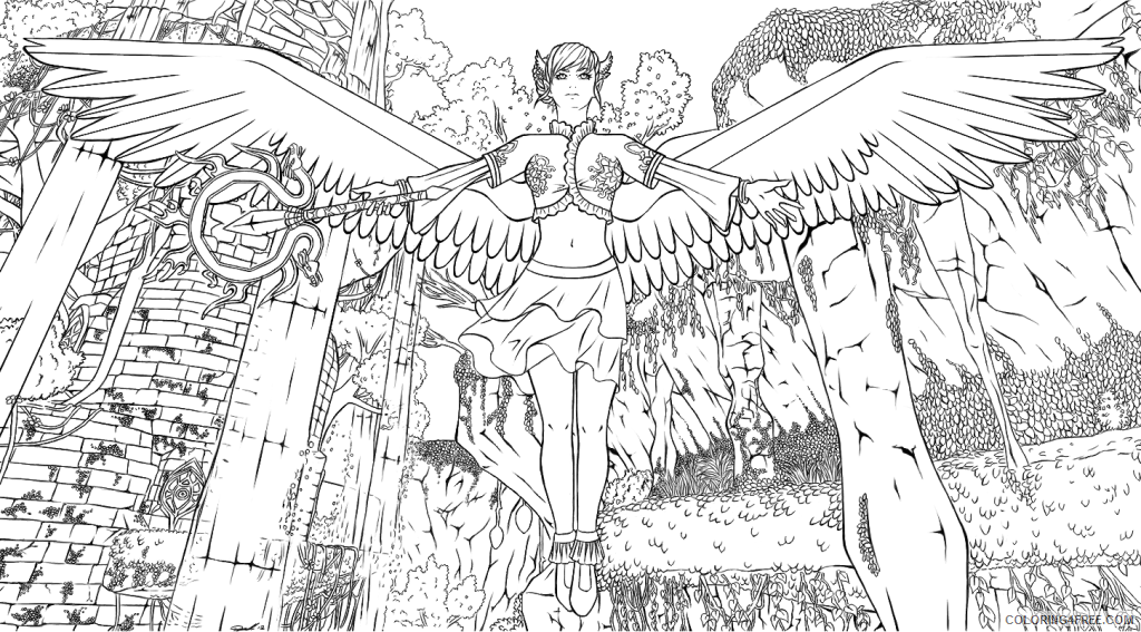 detailed coloring pages of angel for girls Coloring4free