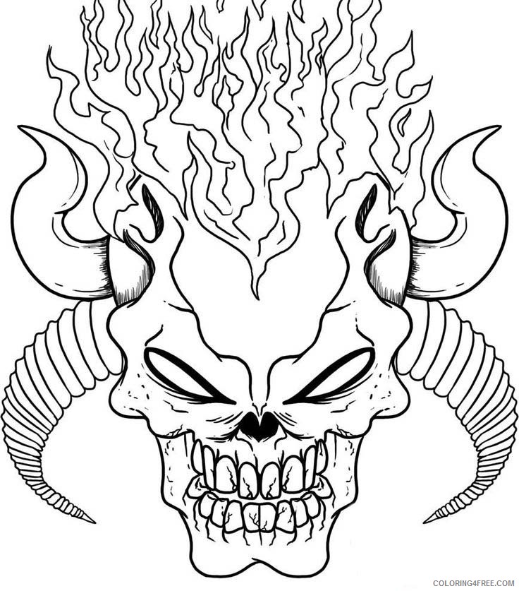 devil skull coloring pages on fire Coloring4free