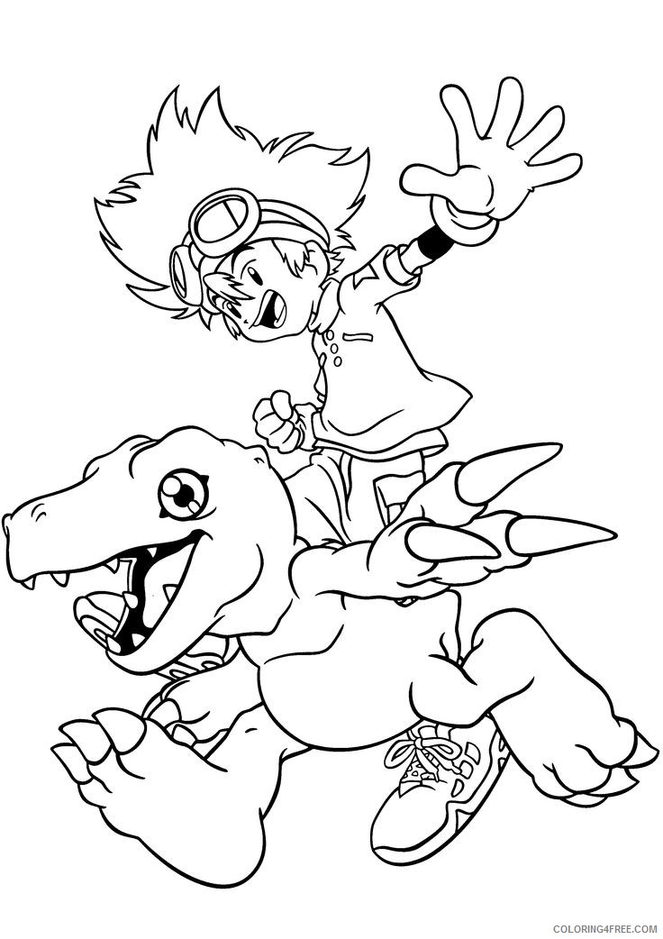 digimon coloring pages agumon and tai Coloring4free