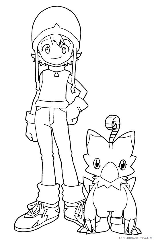 digimon coloring pages sora and biyomon Coloring4free