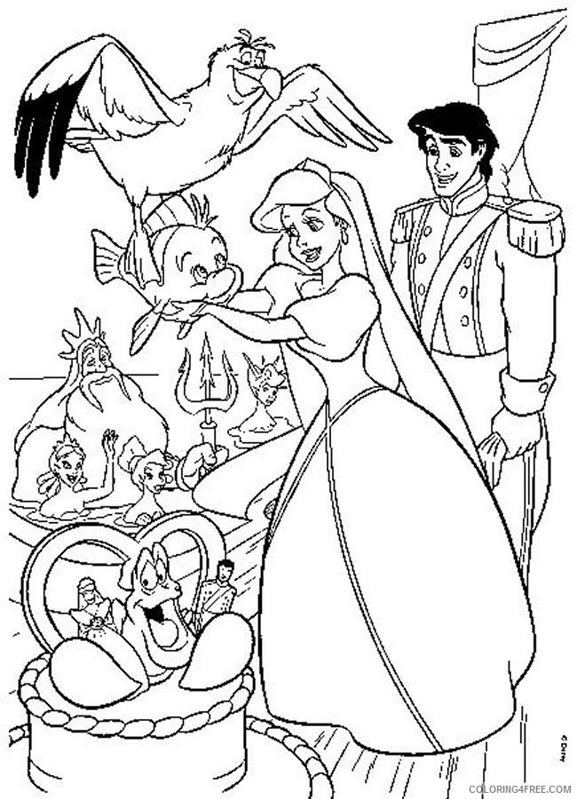 disney coloring pages princess ariel and prince Coloring4free