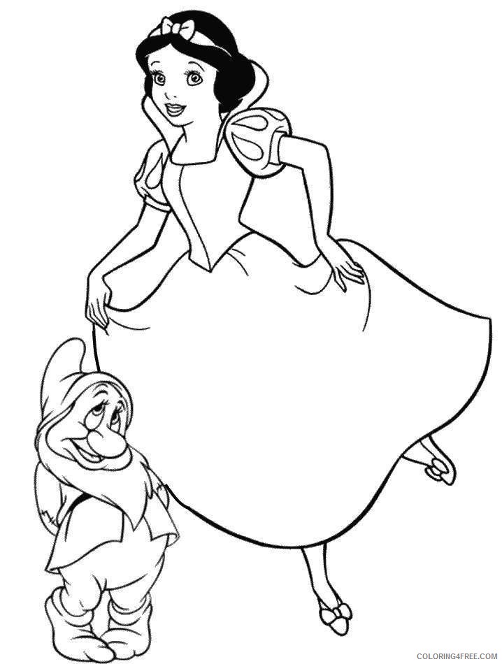 disney princesses coloring pages snow white and dwarf Coloring4free