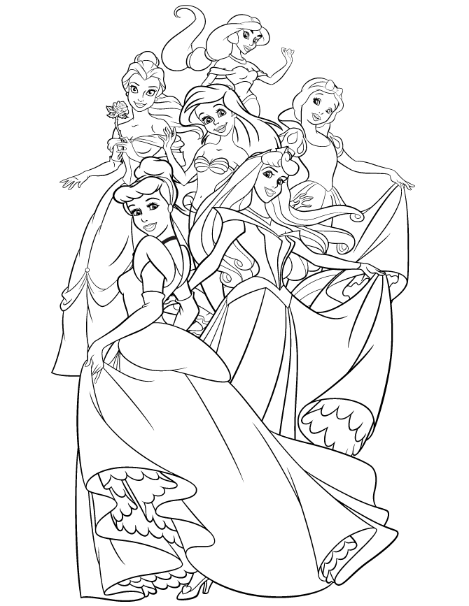 disney princesses coloring pages to print Coloring4free