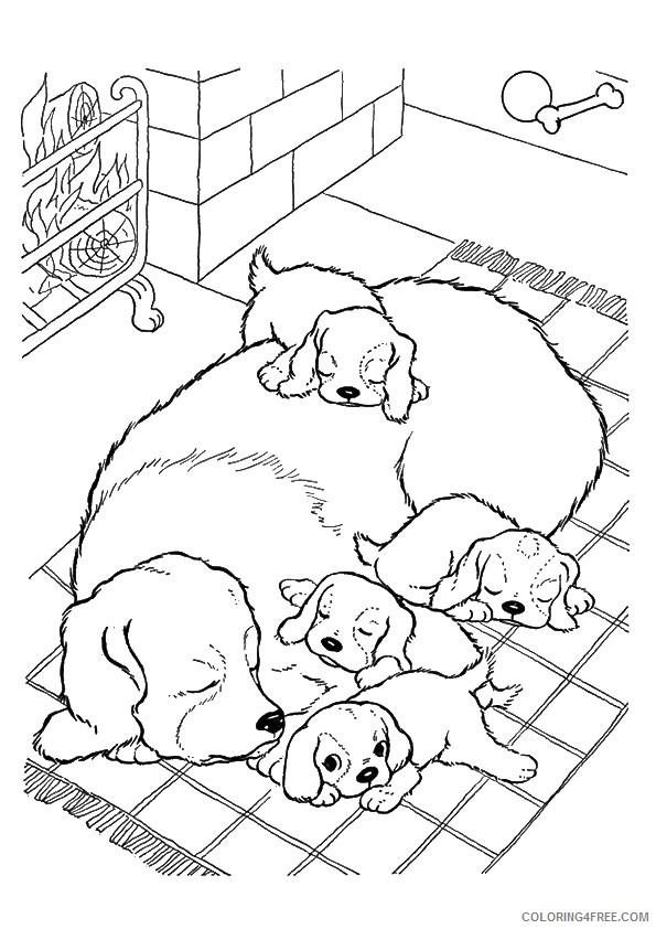 dog and puppies coloring pages sleeping Coloring4free