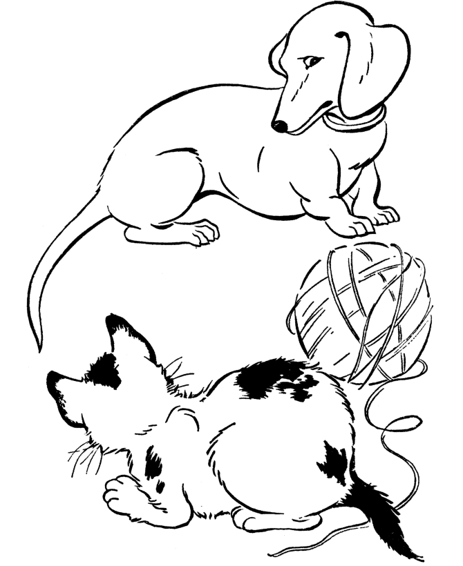 dog coloring pages playing with cat Coloring4free