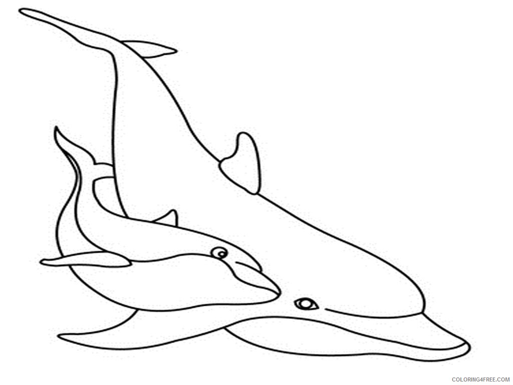 dolphin coloring pages baby and mom Coloring4free