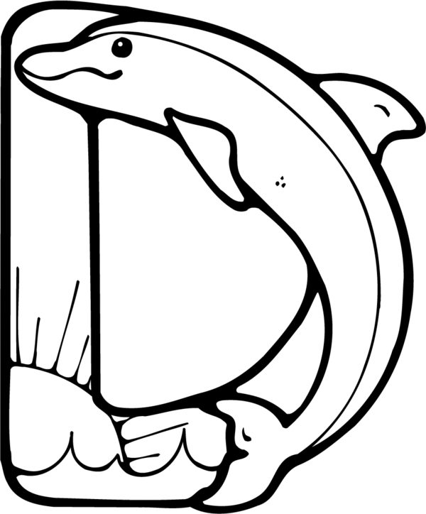 dolphin coloring pages d is for dolphin Coloring4free