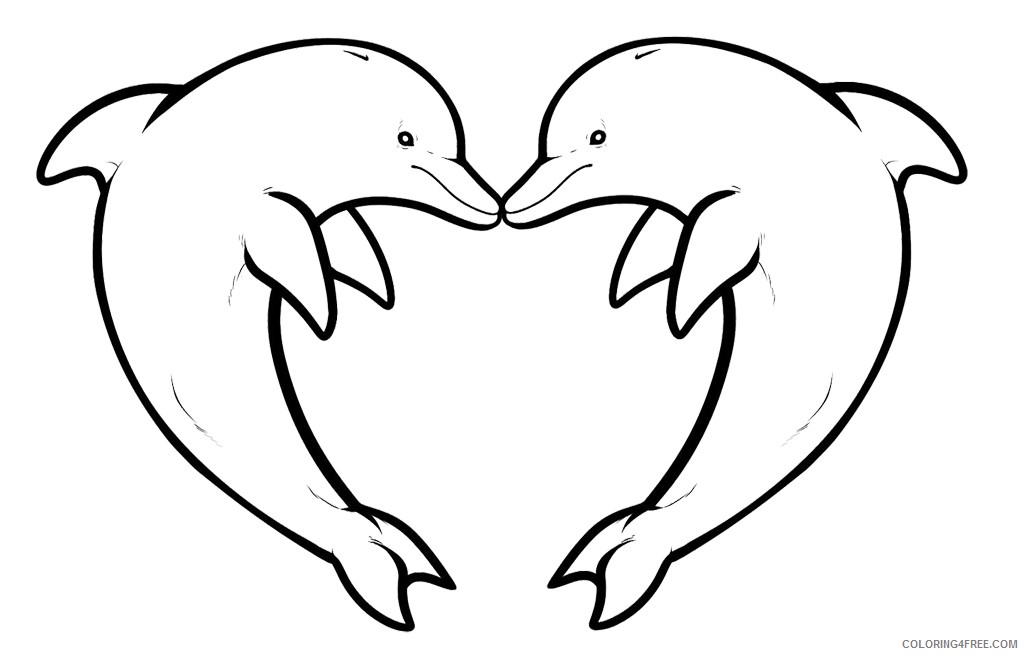dolphin coloring pages heart shaped Coloring4free