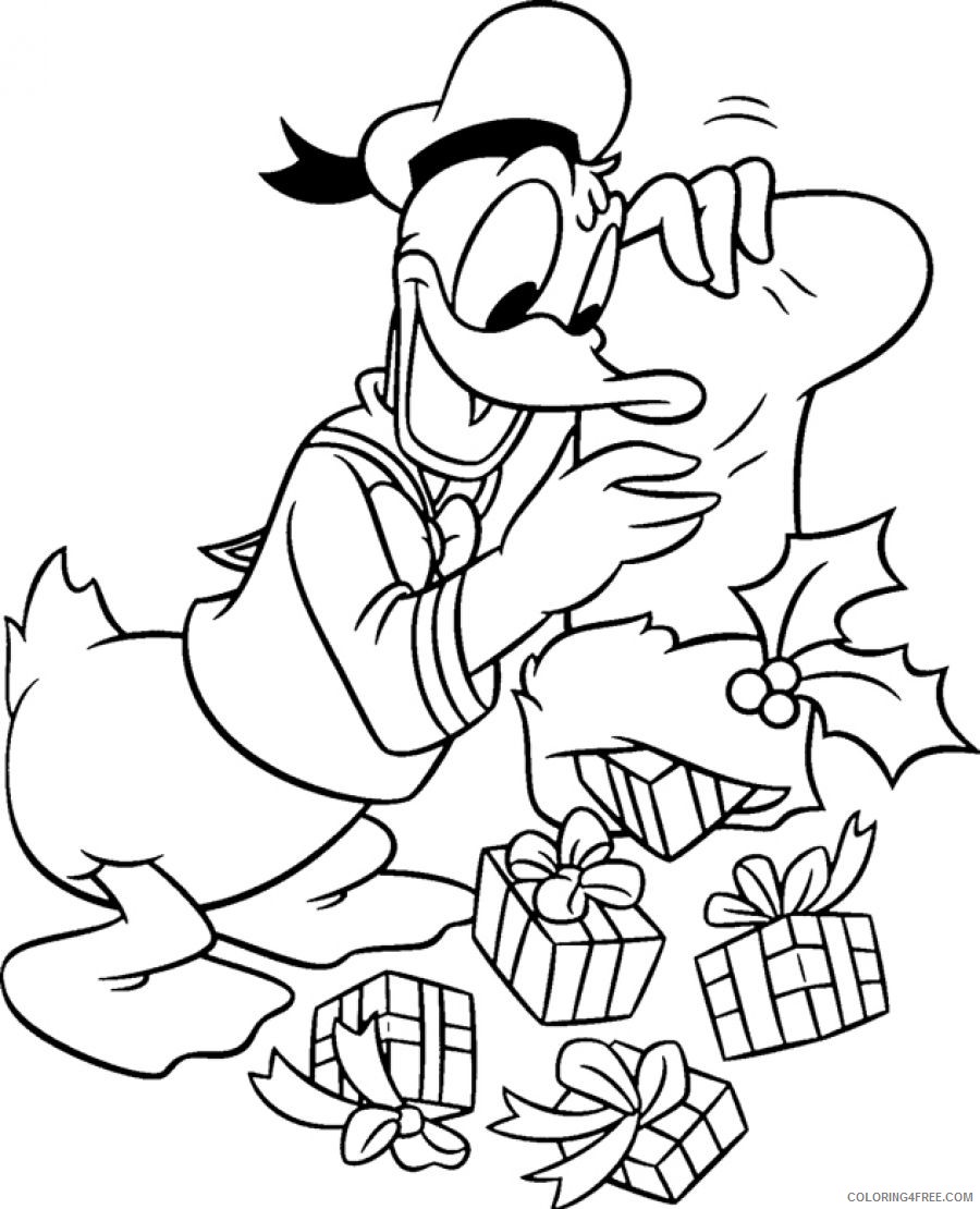 donald duck coloring pages christmas gifts Coloring4free