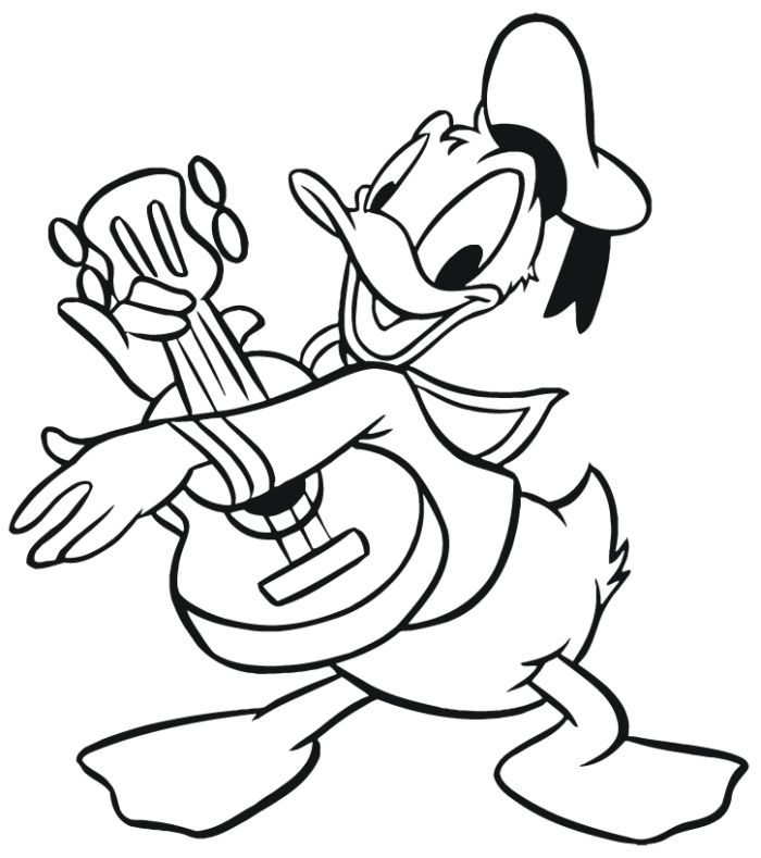 donald duck coloring pages playing guitar Coloring4free