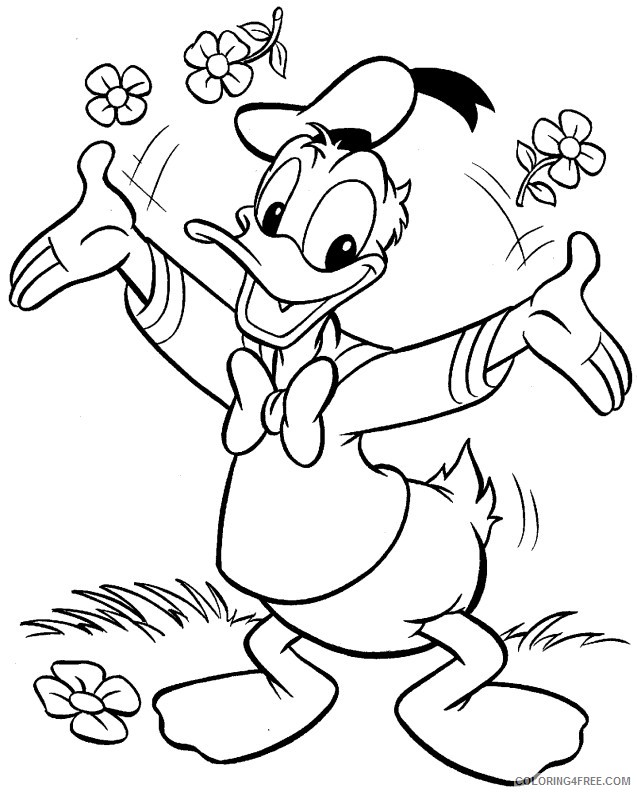 donald duck coloring pages with flowers Coloring4free