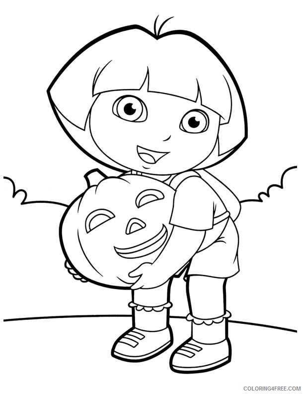 dora coloring pages halloween pumpkin Coloring4free