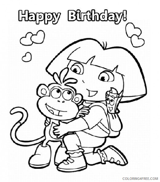dora coloring pages happy birthday Coloring4free