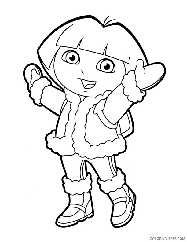 dora coloring pages winter clothes Coloring4free
