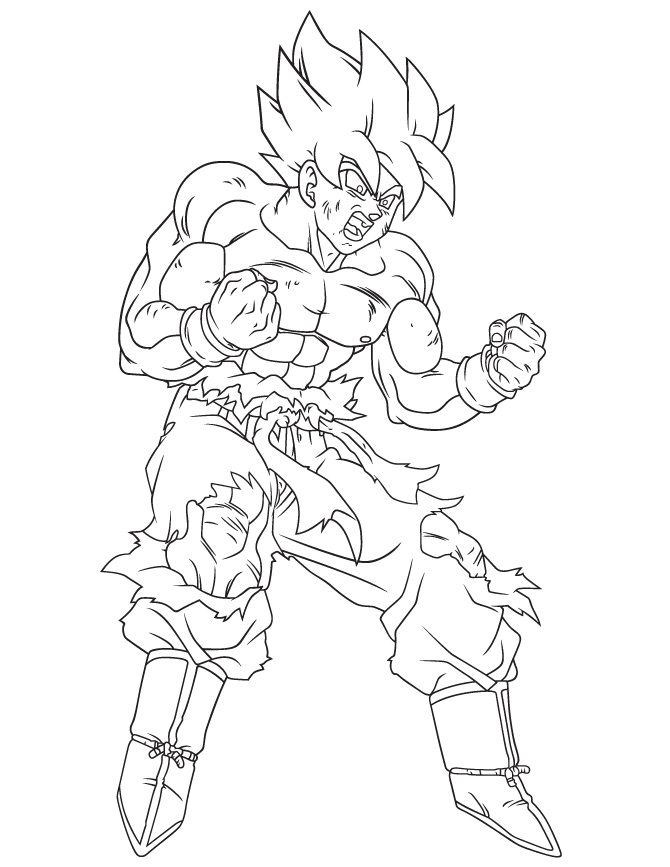 dragon ball z coloring pages goku ready to fight Coloring4free