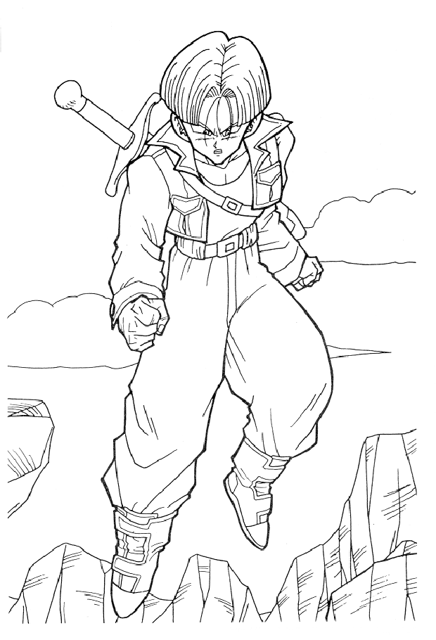 dragon ball z coloring pages trunks flying Coloring4free