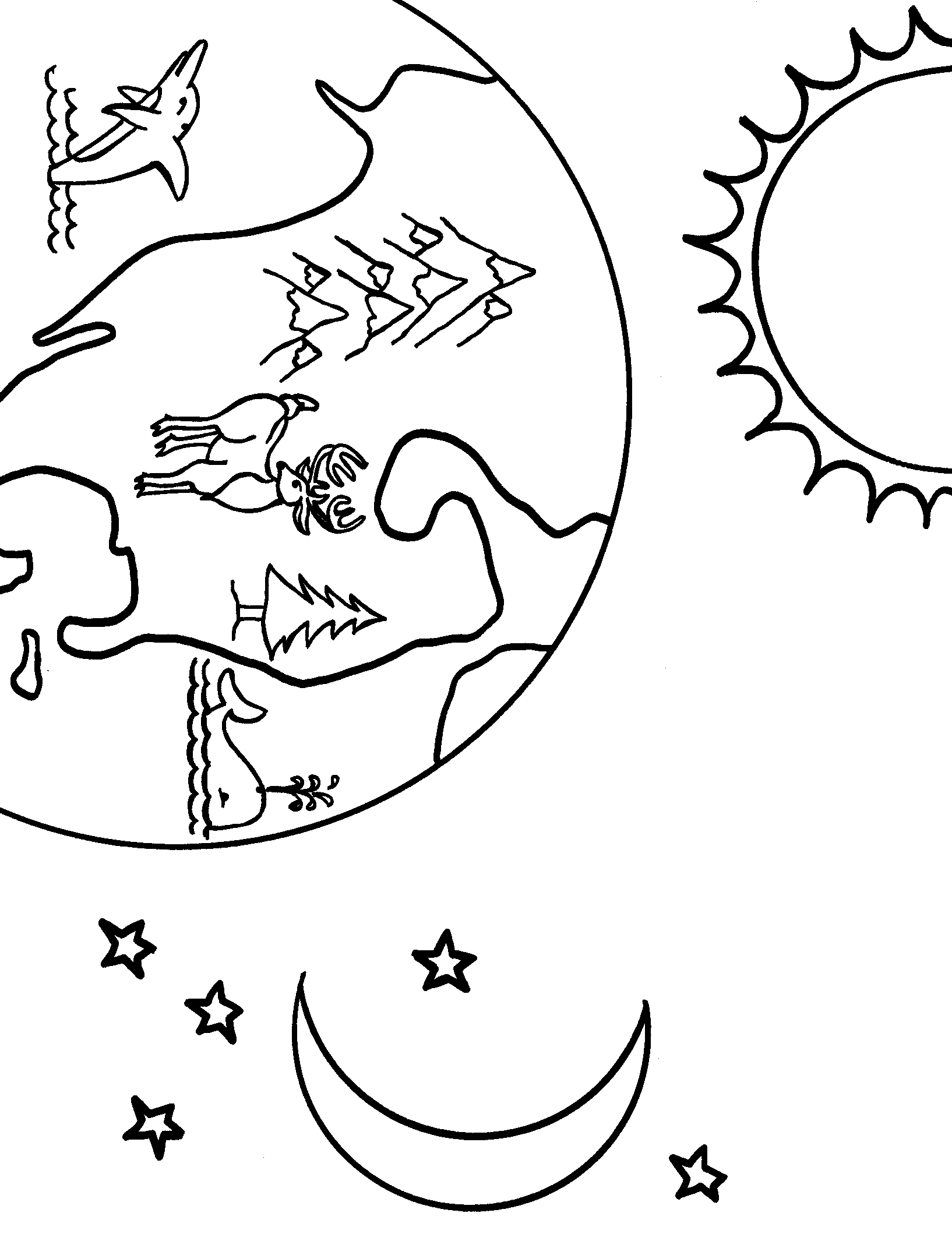 earth coloring pages moon stars sun Coloring4free