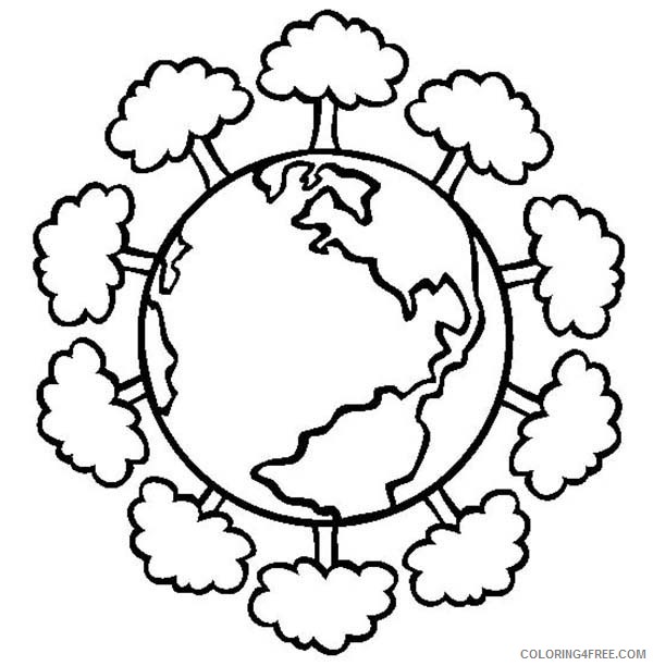 earth coloring pages surounded by trees Coloring4free