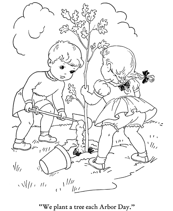 earth day coloring pages planting tree Coloring4free
