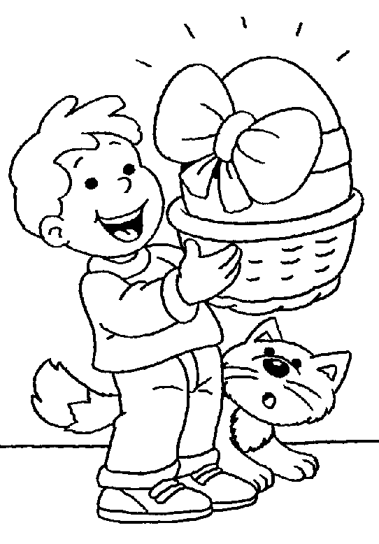 easter coloring pages boy cat egg Coloring4free
