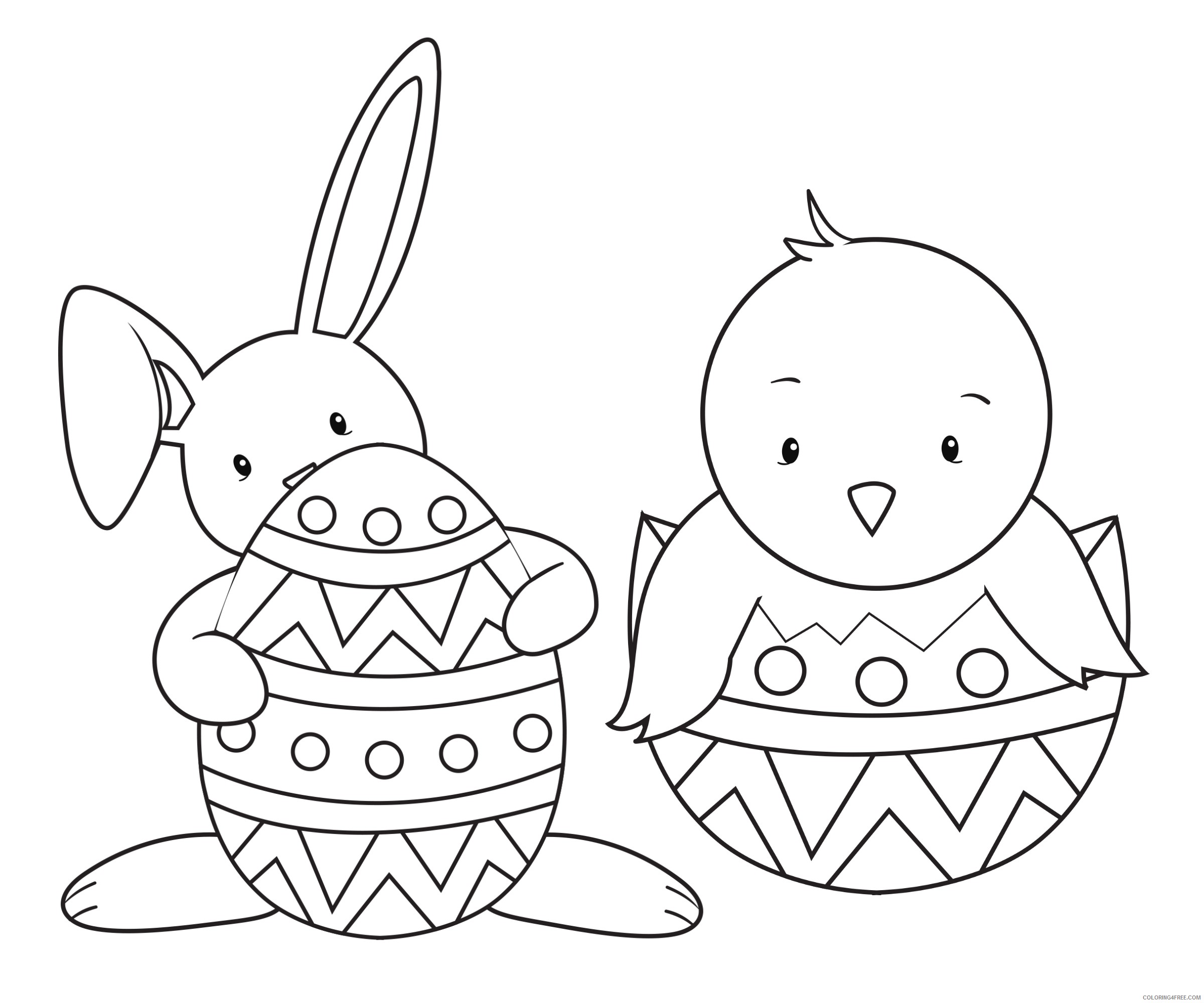 easter coloring pages bunny and duck Coloring4free