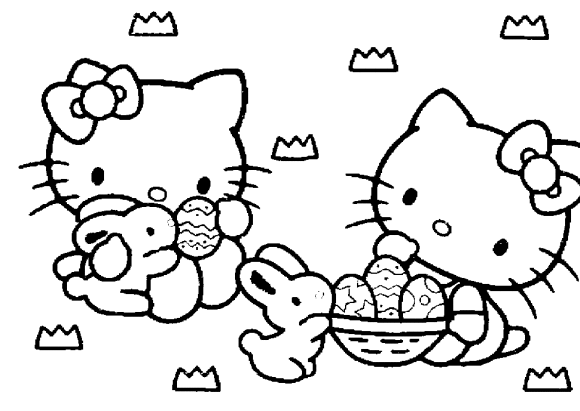 easter coloring pages hello kitty cute Coloring4free