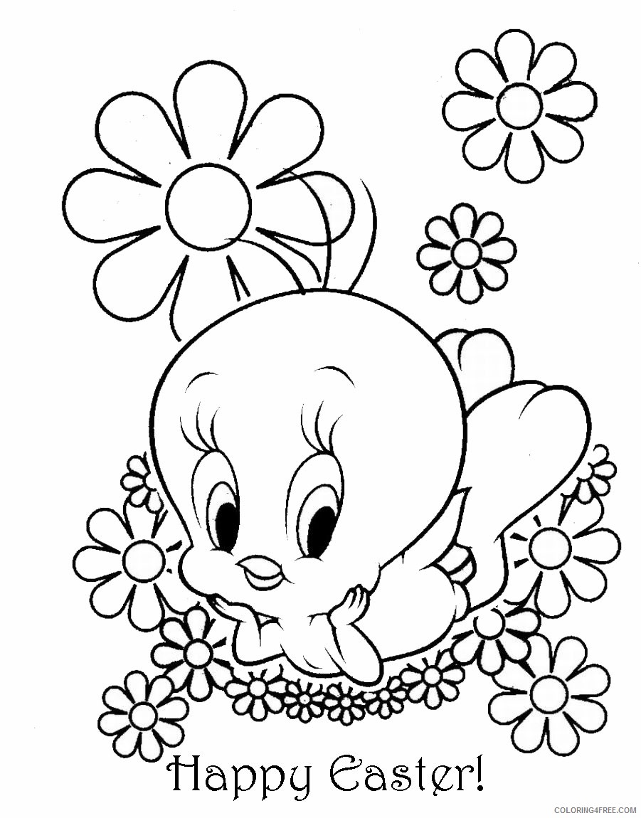 easter coloring pages twetty bird Coloring4free
