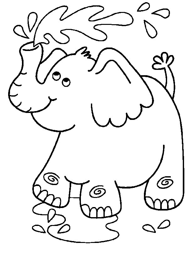 elephant coloring pages playing water Coloring4free