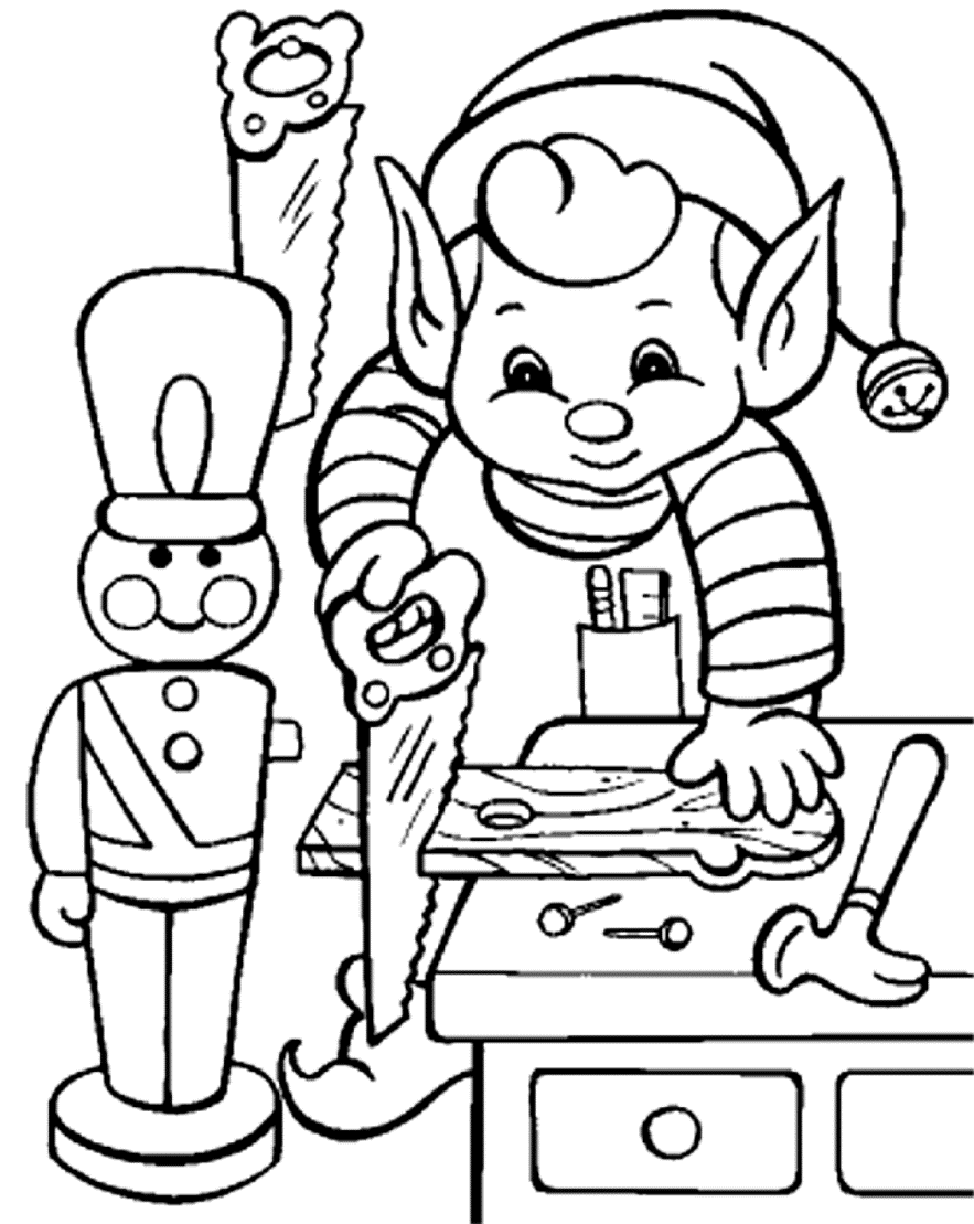elf coloring pages making christmas gift Coloring4free