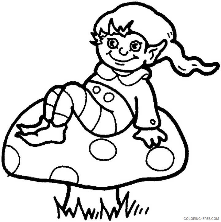 elf coloring pages on mushroom Coloring4free