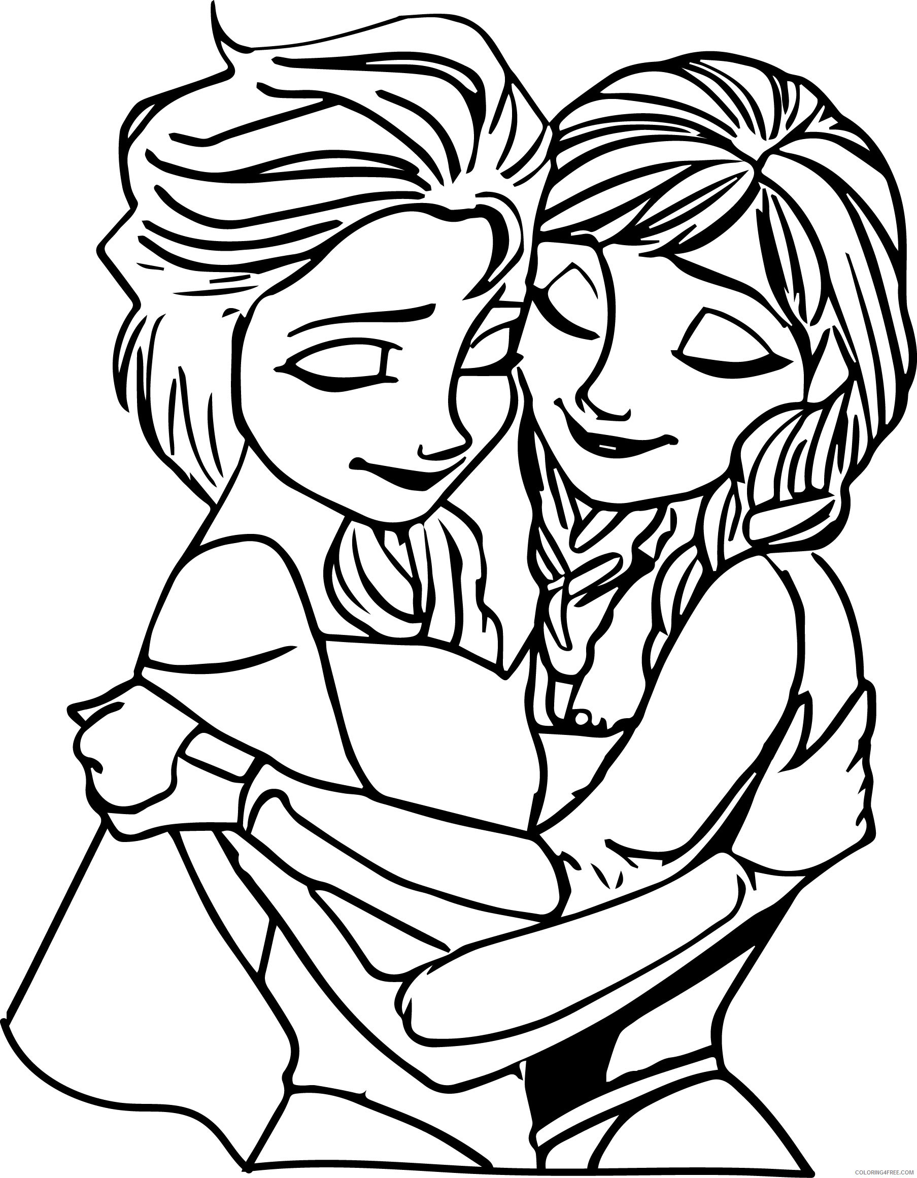 elsa and anna hugging coloring pages Coloring4free