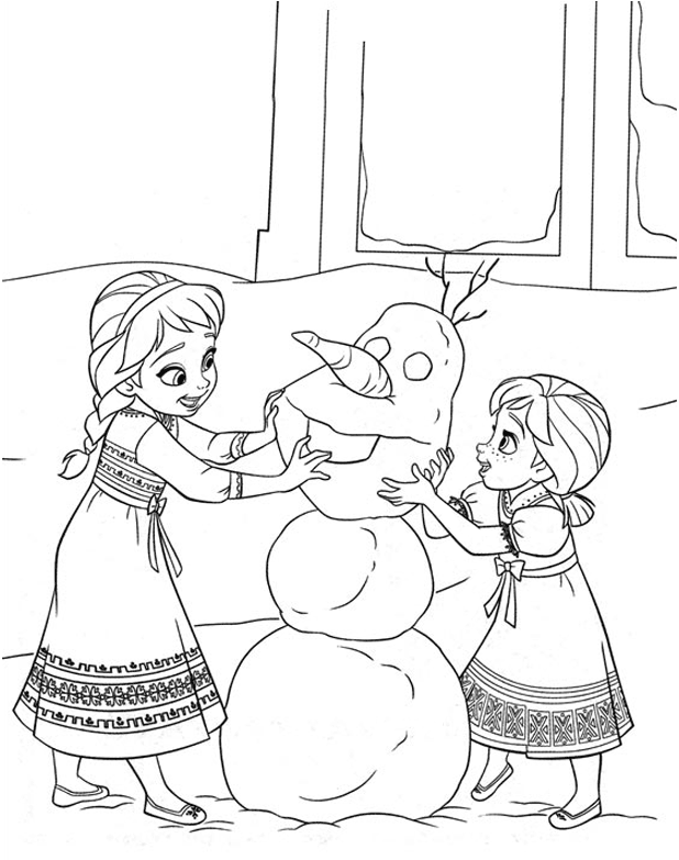 elsa and anna make olaf coloring pages Coloring4free