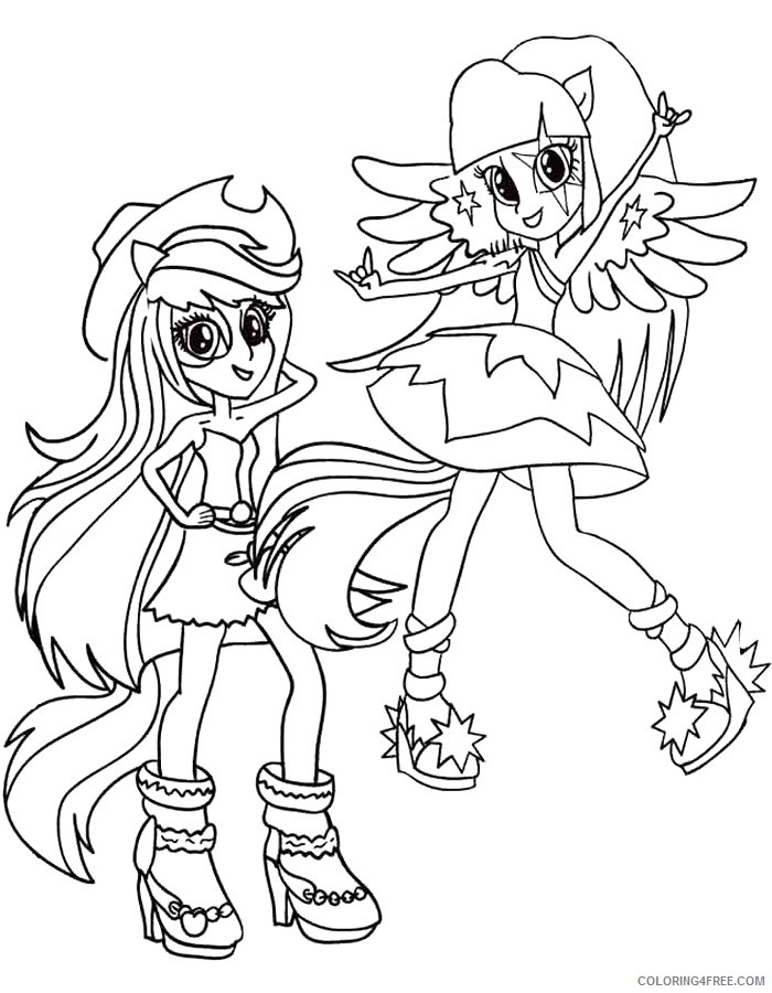 equestria girls coloring pages applejack and twilight sparkle Coloring4free