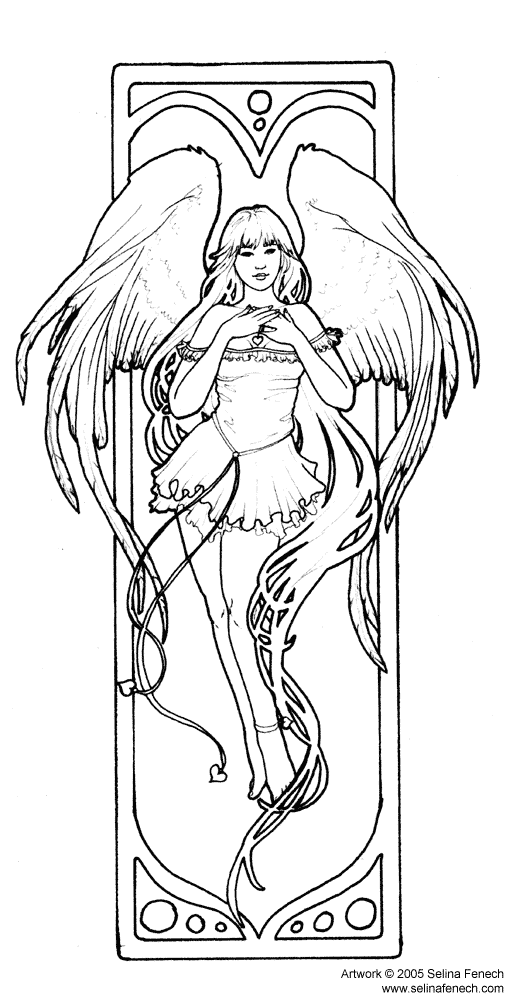 fantasy coloring pages beautiful angel Coloring4free
