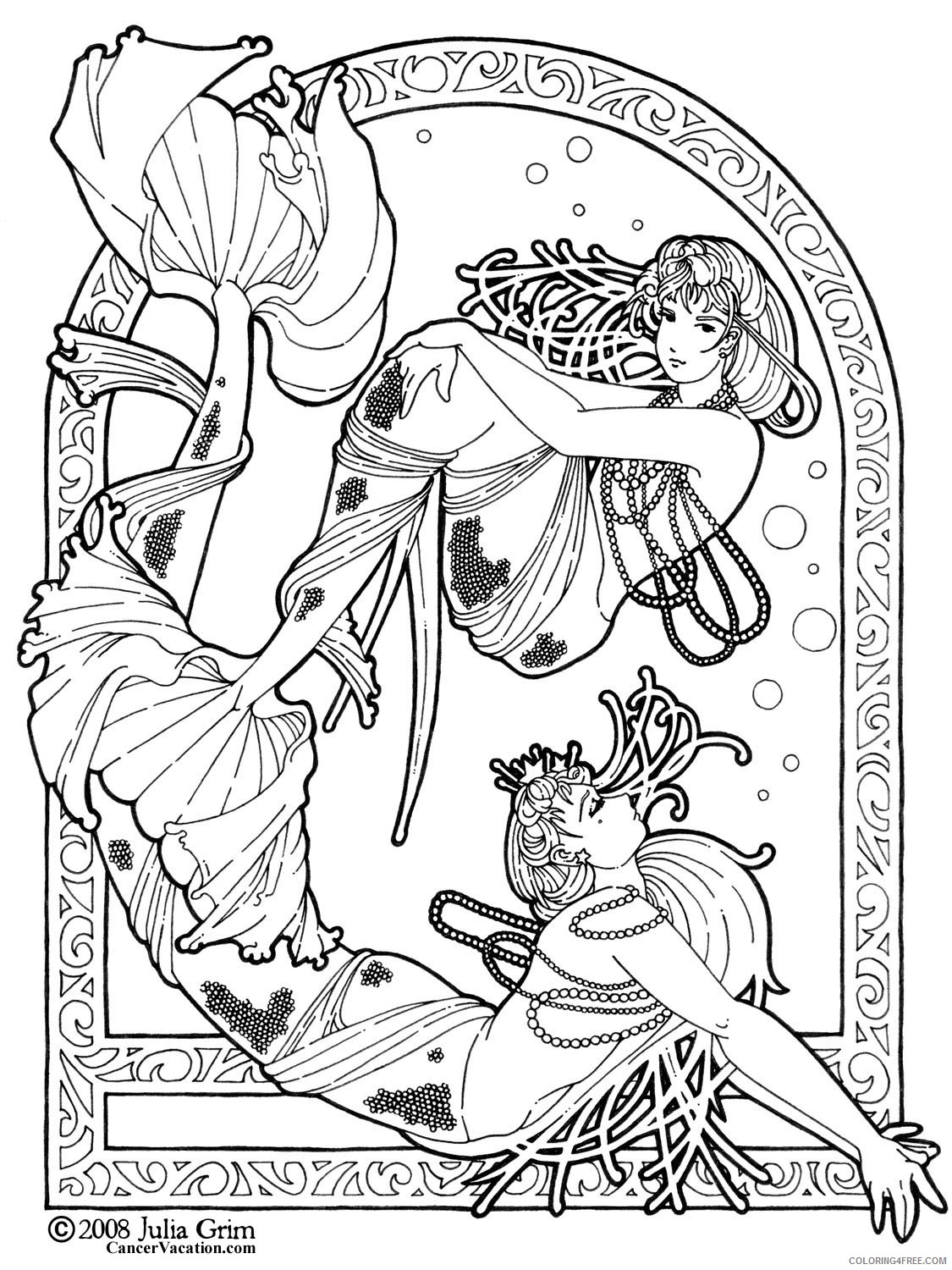 fantasy coloring pages mermaid Coloring4free