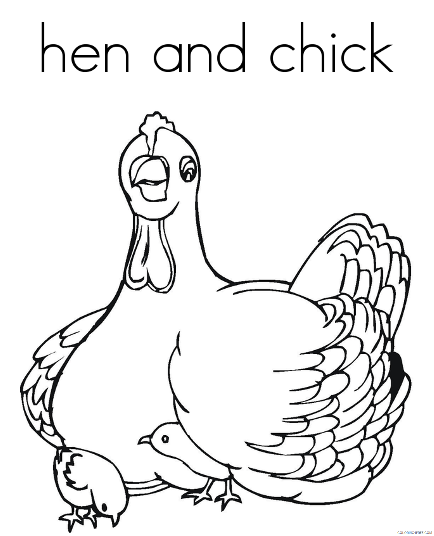 farm animal coloring pages chick and hen Coloring4free
