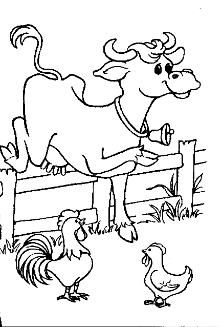 farm animal coloring pages cow and chicken Coloring4free