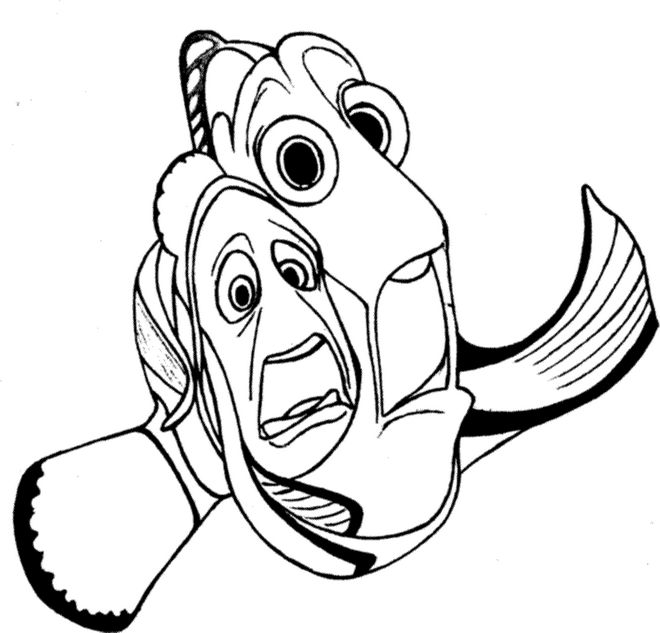 finding nemo coloring pages marlin and dory scared Coloring4free