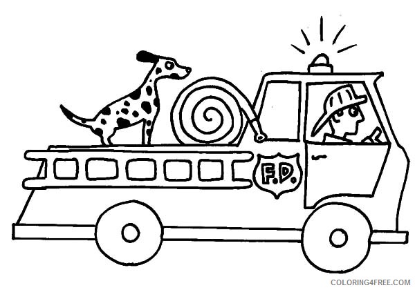 fire truck coloring pages with dog Coloring4free