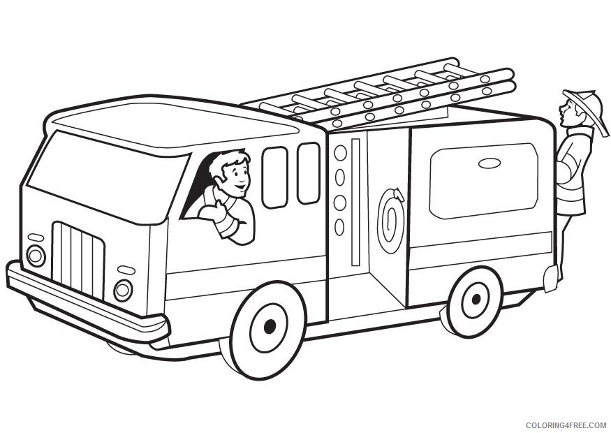 fire truck coloring pages with firefighters Coloring4free