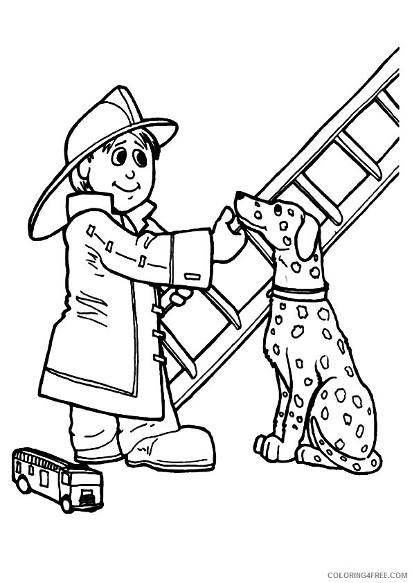 firefighter coloring pages and dalmatian Coloring4free