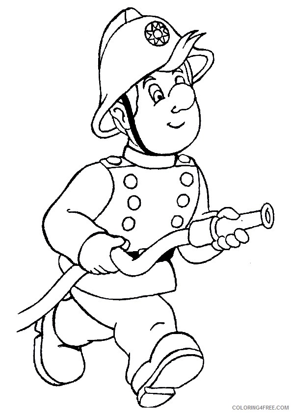 firefighter coloring pages holding hose Coloring4free