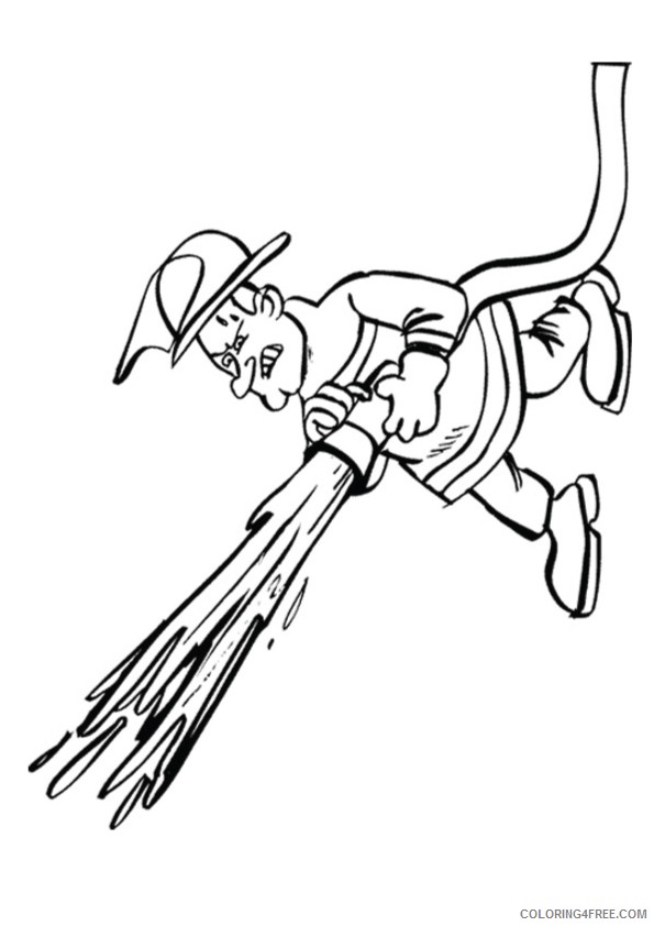 firefighter coloring pages hose spraying Coloring4free