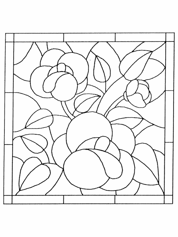 flower stained glass coloring pages for kids Coloring4free