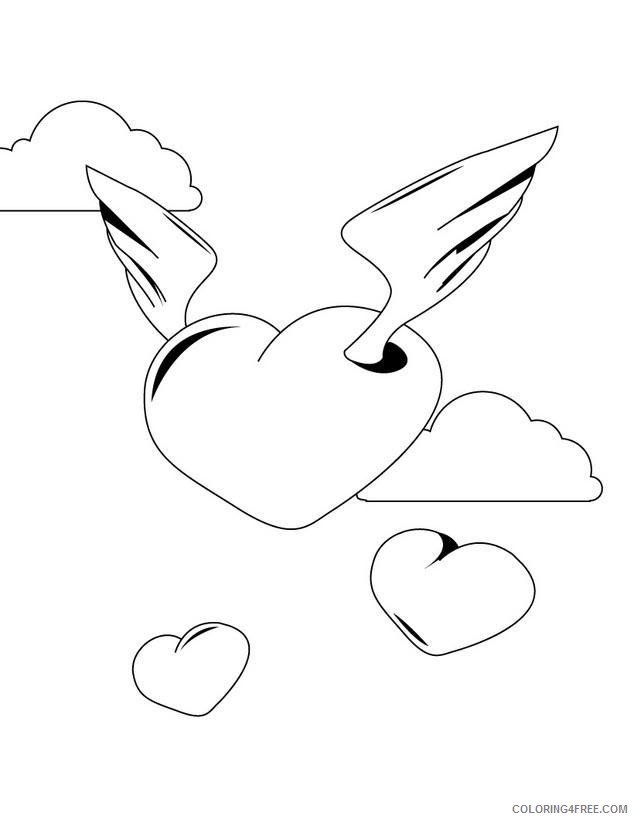 flying heart with wings coloring pages Coloring4free