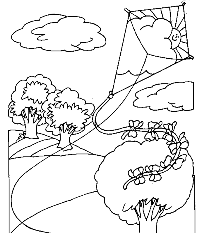 flying kite coloring pages for kids Coloring4free