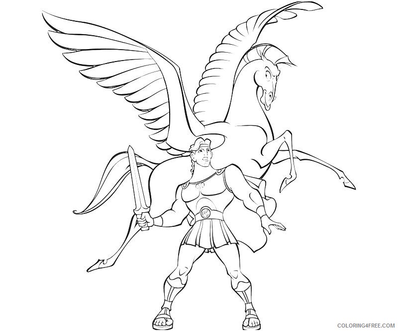 flying pegasus coloring pages with knight Coloring4free