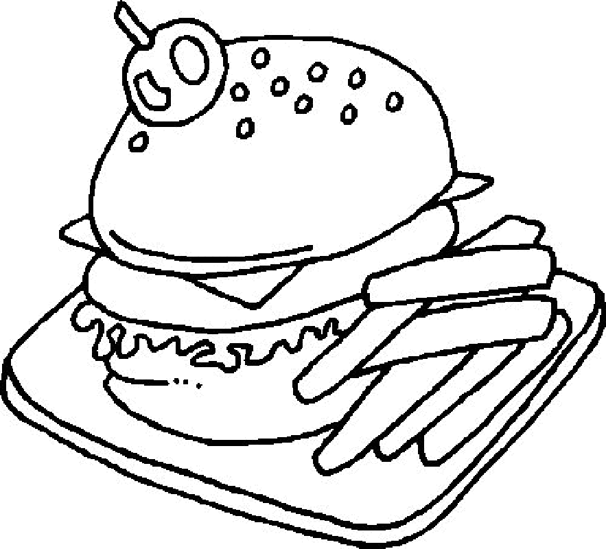 food coloring pages hamburger and french fries Coloring4free