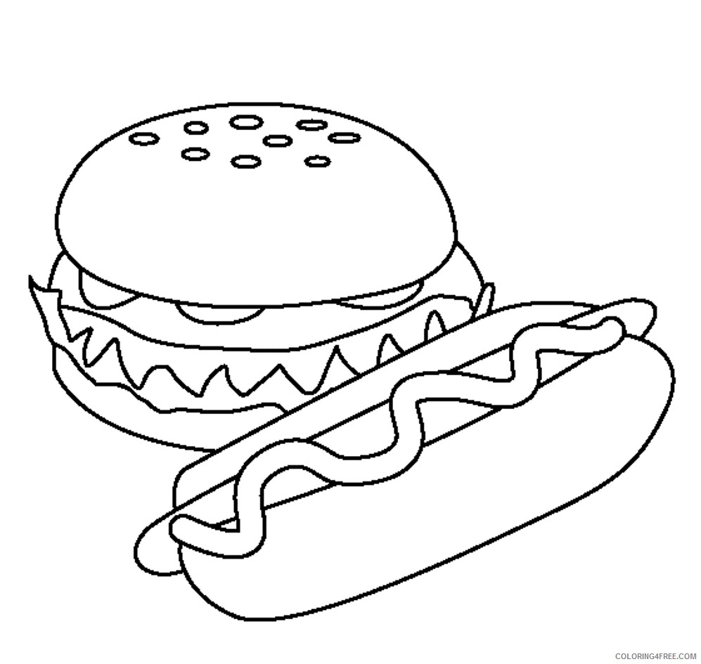 food coloring pages hamburger and hotdog Coloring4free